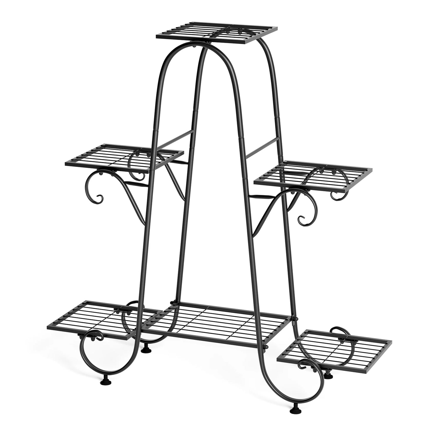 6 Tiers Metal Plant Stand Flower Anti-rust  Black