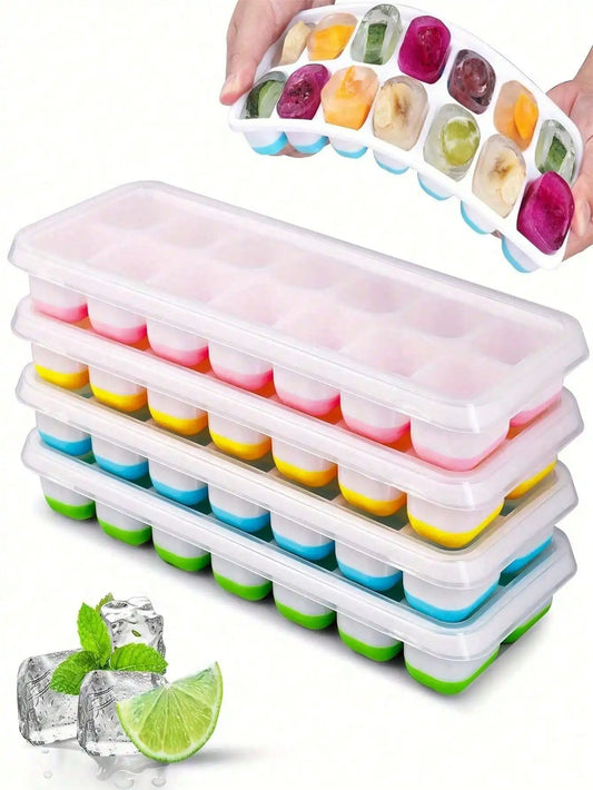 1/2/4pcs Silicone Ice Cube Trays, Easy Release & Flexible