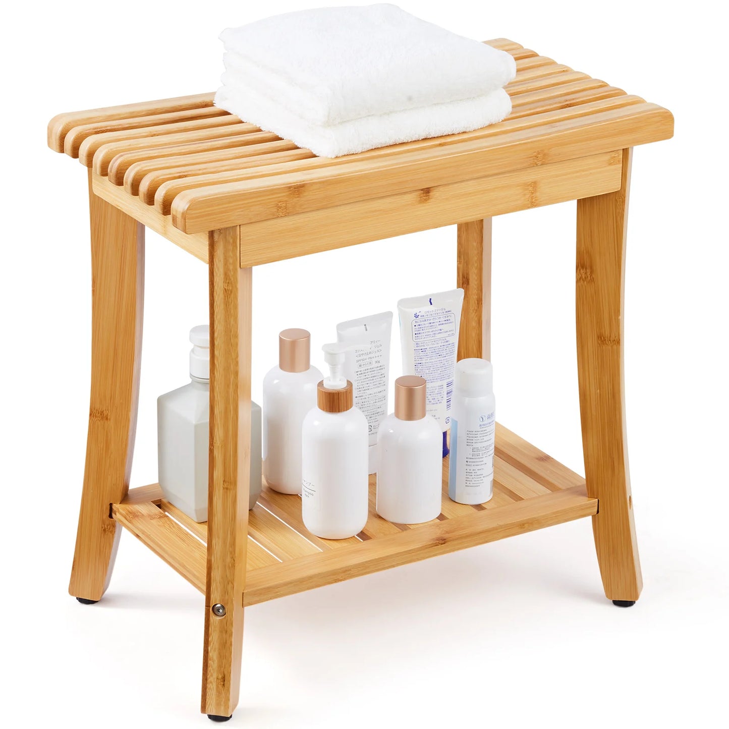 Bamboo Shower Bench  Waterproof Shower Stool, Chair