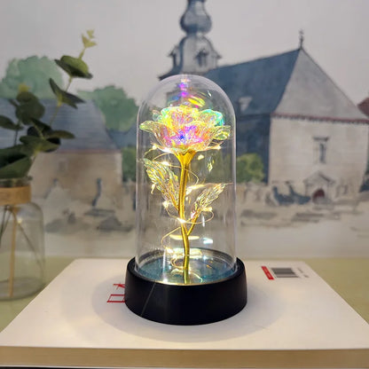 Artificial Glass Flower with Eternal Rose LED