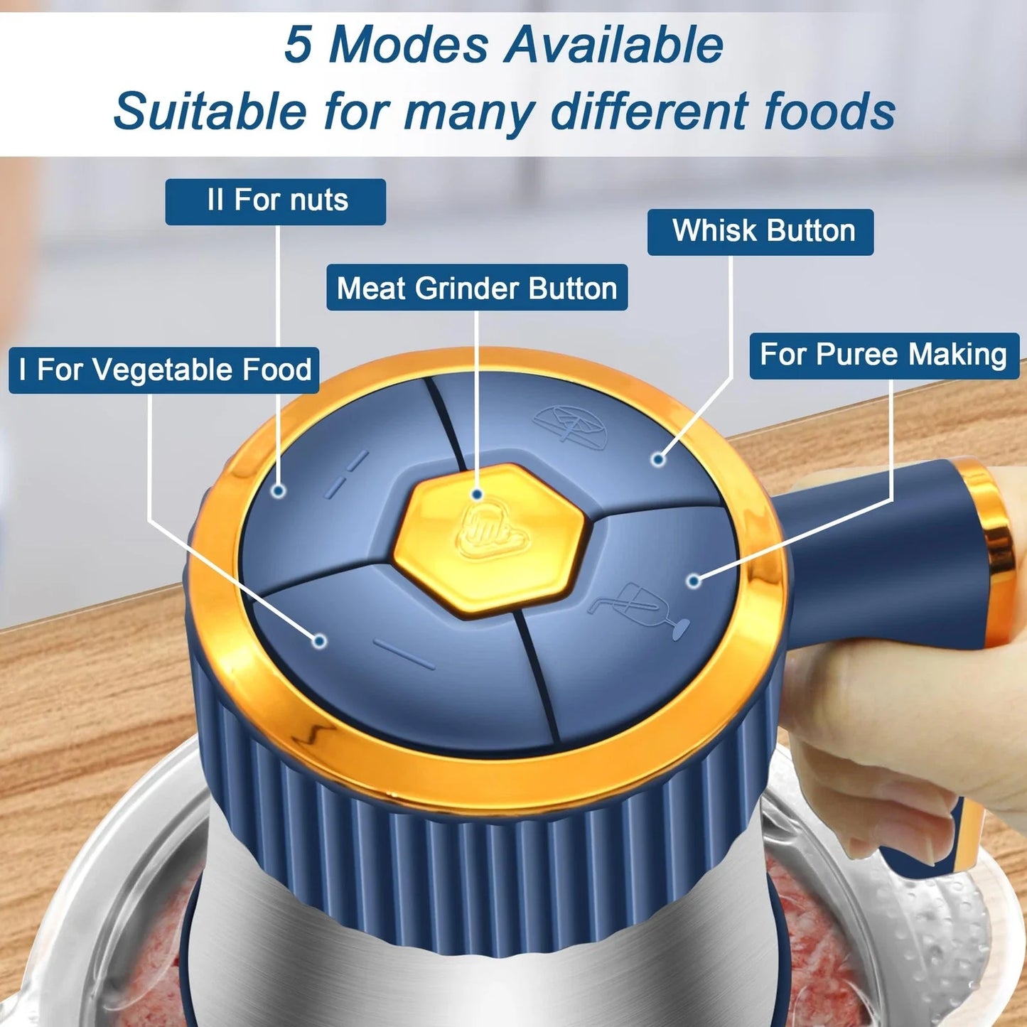 5L Electric Meat Grinders Vegetable Slicer Chopper 304 Stainless Steel