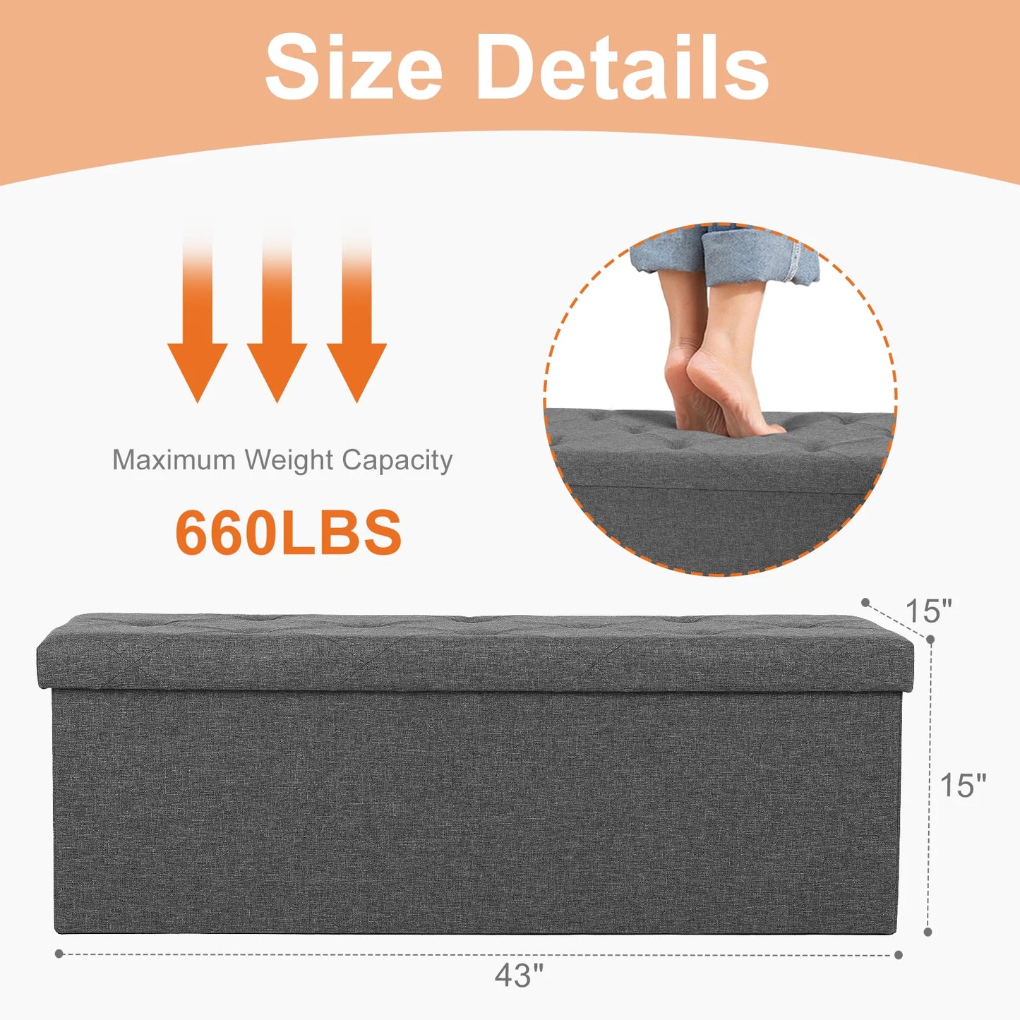 Ottoman Bench Hidden Storage Footstool Toy Box