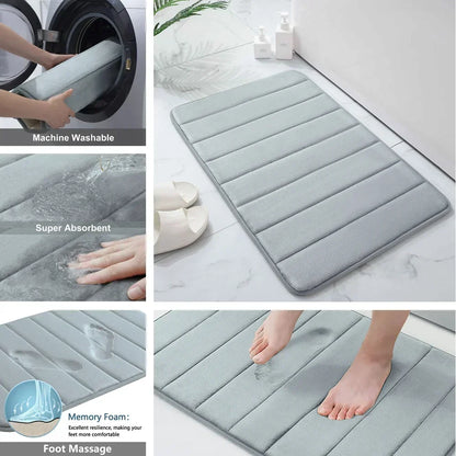 Memory Foam Bath Mat Set Super Absorption Non-Slip