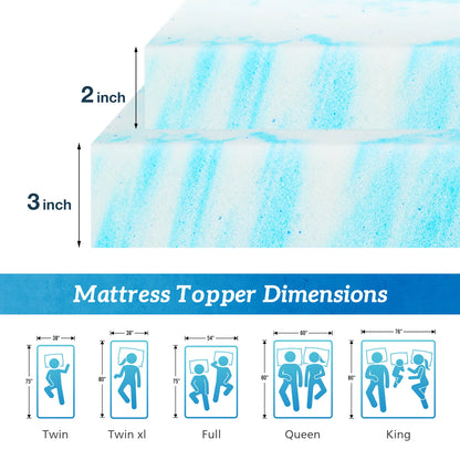 Full Size Memory Foam Breathable Cooling Mattress Topper