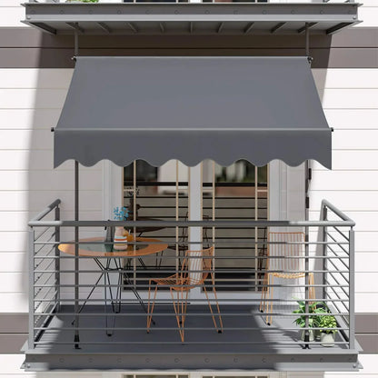 Outdoor Patio Awning Sunshade Shelter, Manual Retractable Awning