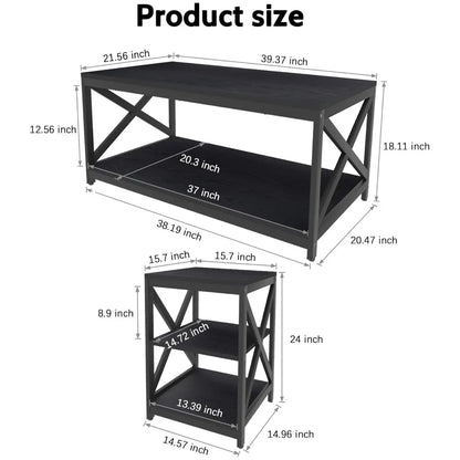 Living Room Coffee Table Set of 3, X-Design