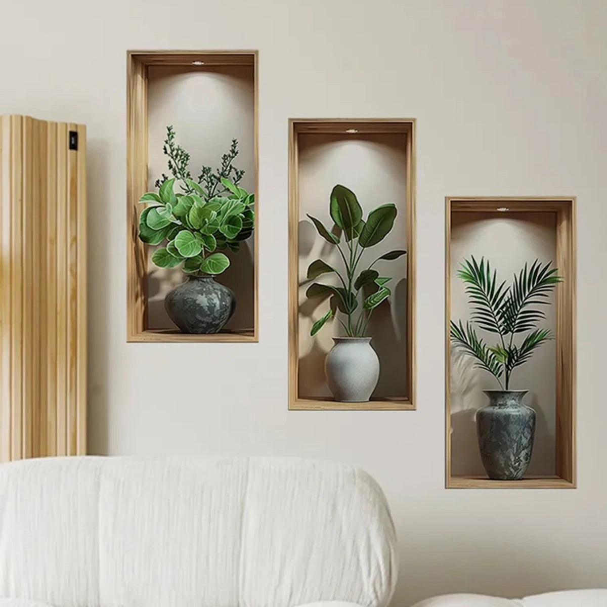 Tropical Jungle Theme Wall Decal Set with 3D Potted Plants