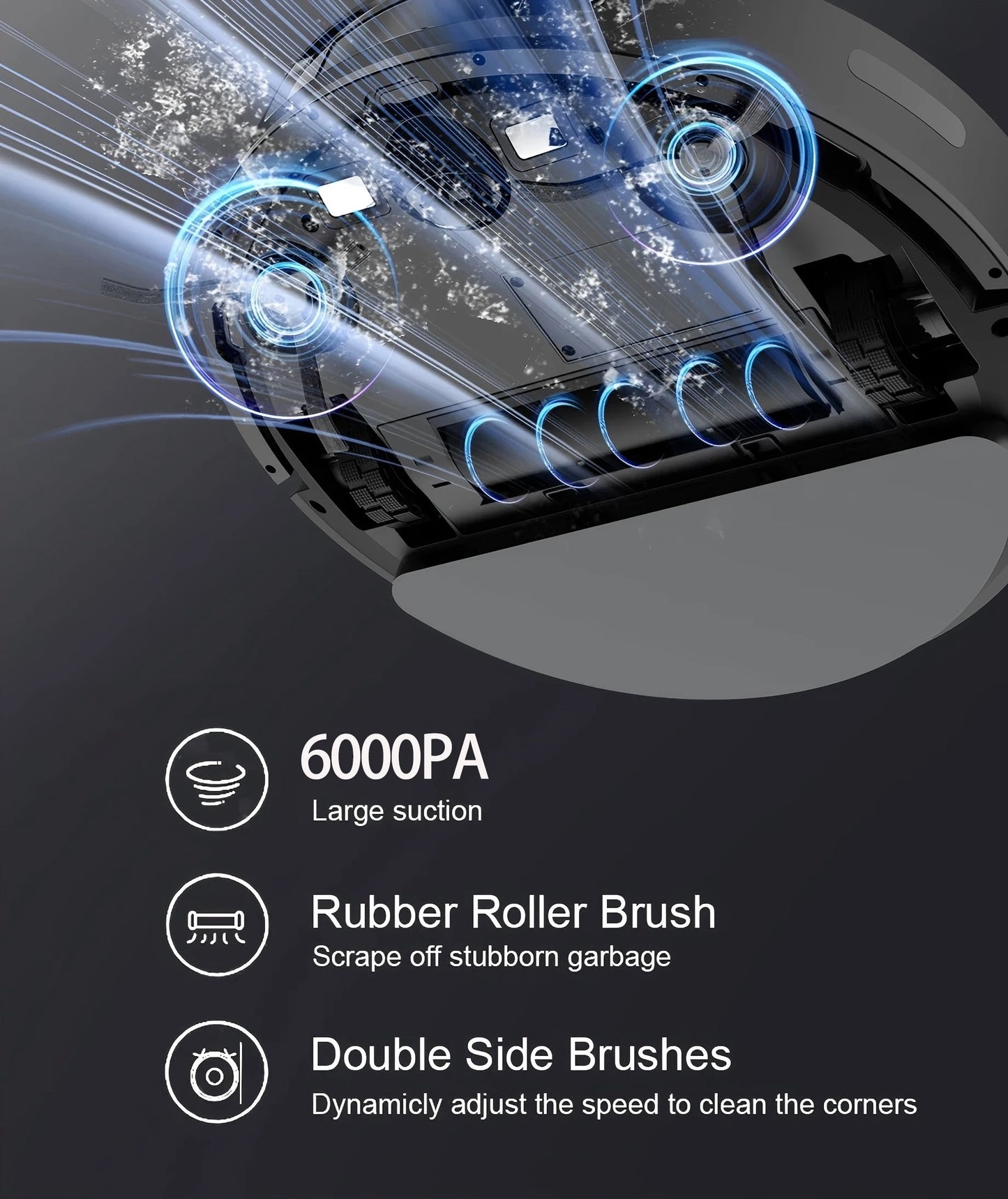 Robot Vacuum Cleaner Combo and Mop 6000PA Strong Suction