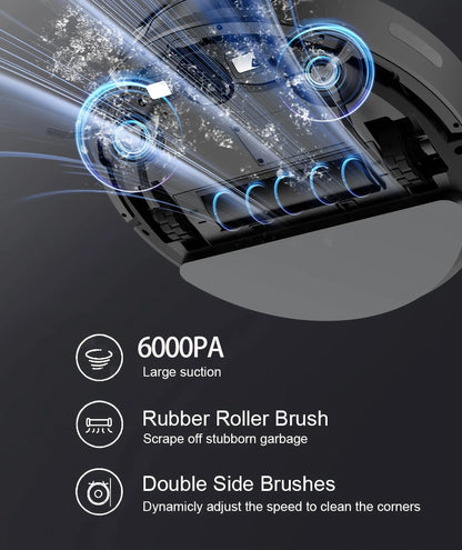 Robot Vacuum Cleaner Combo and Mop 6000PA Strong Suction