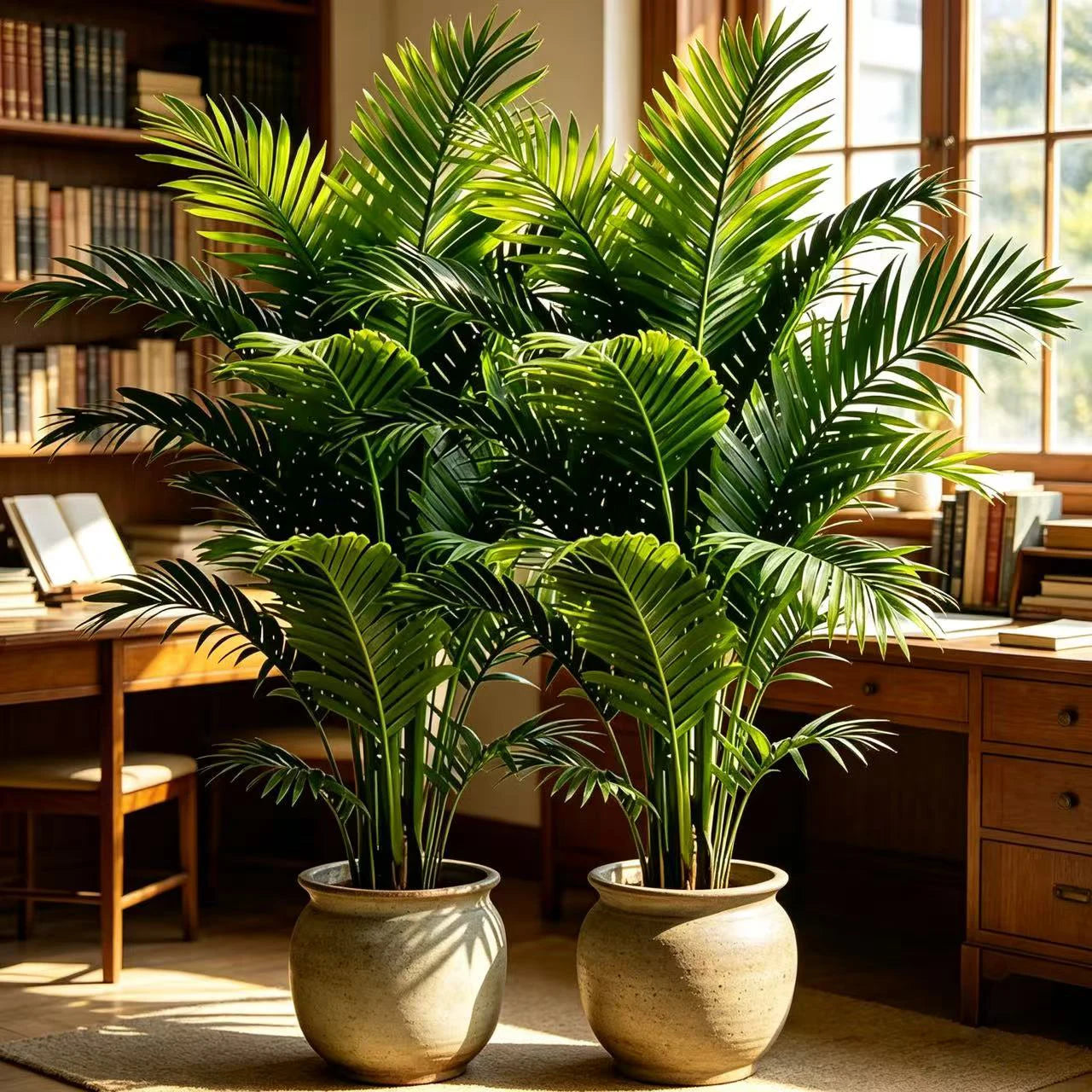 21 Inch Artificial Palm Tree, 2 Pack Fake Areca Palm Plant,