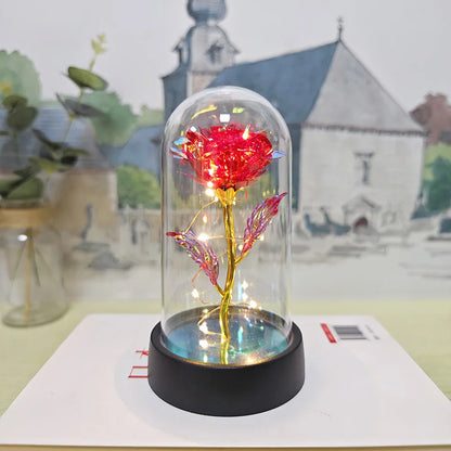 Artificial Glass Flower with Eternal Rose LED