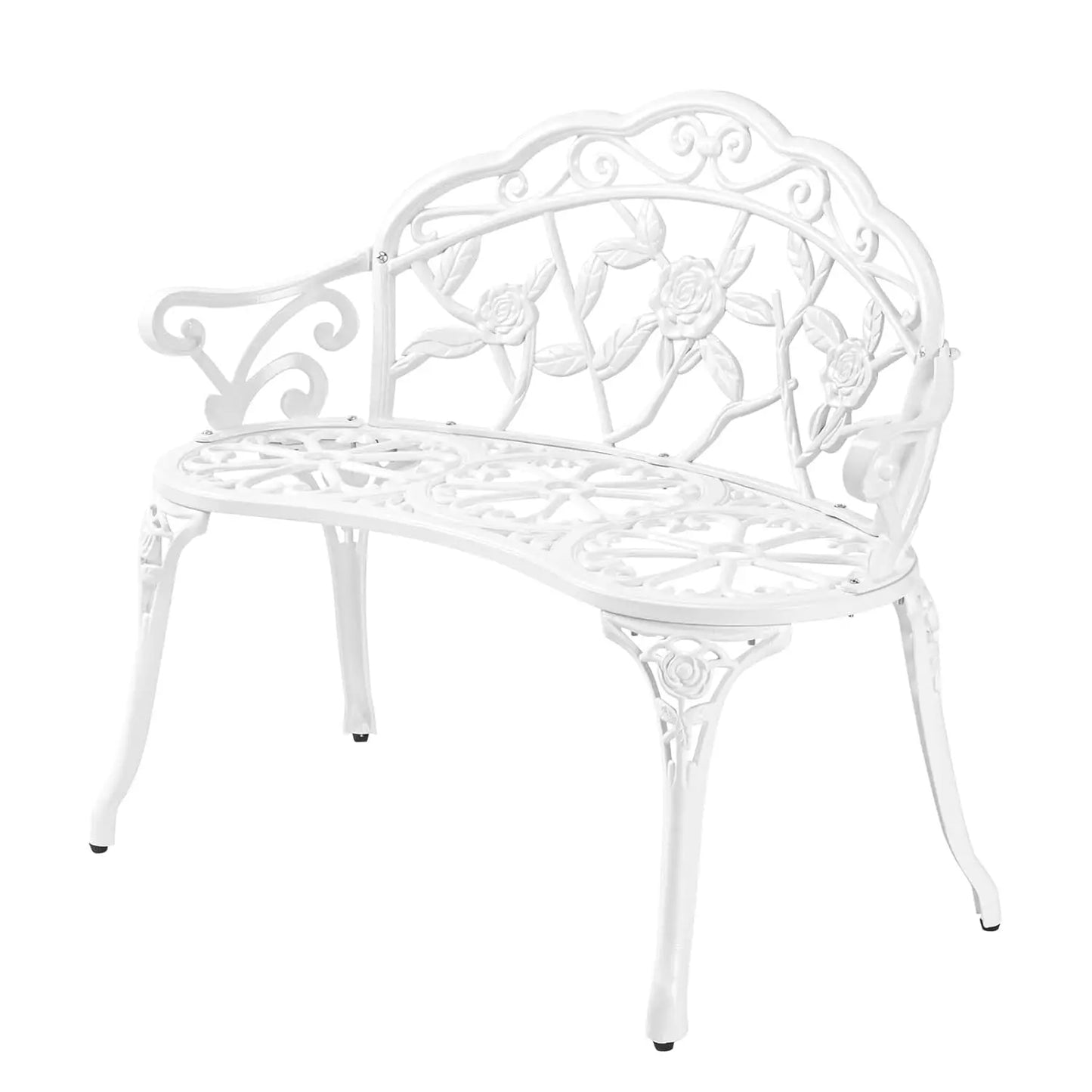 38.5" Patio Outdoor  Bench, 2-Person Cast Iron Cast Aluminum