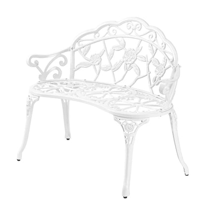 38.5" Patio Outdoor  Bench, 2-Person Cast Iron Cast Aluminum