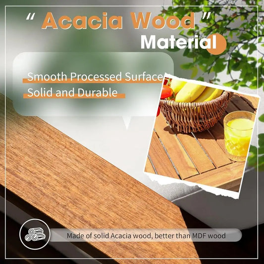 Patio Furniture 4 Piece Acacia Wood Outdoor