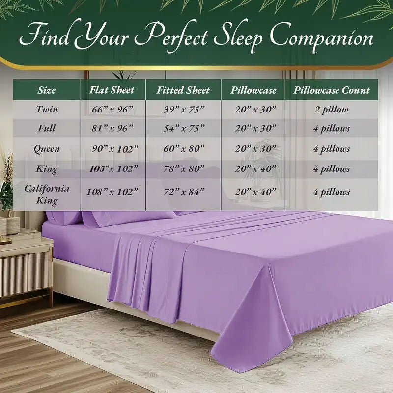 Cooling Queen Size Sheet Set,  Breathable And Comfortable