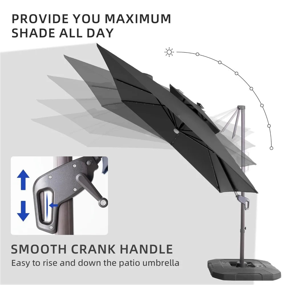 9x9 FT Outdoor Cantilever Patio Umbrella with Base Included