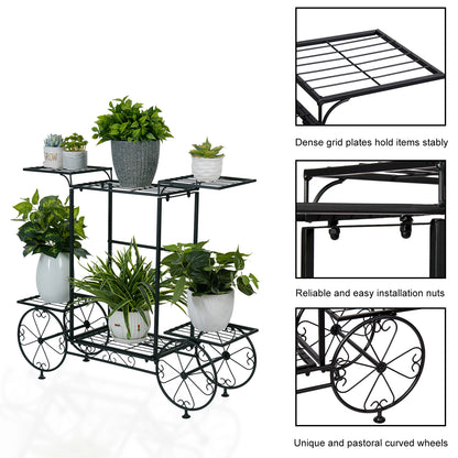 Garden Cart Stand Flower Pot Holder Display Rack