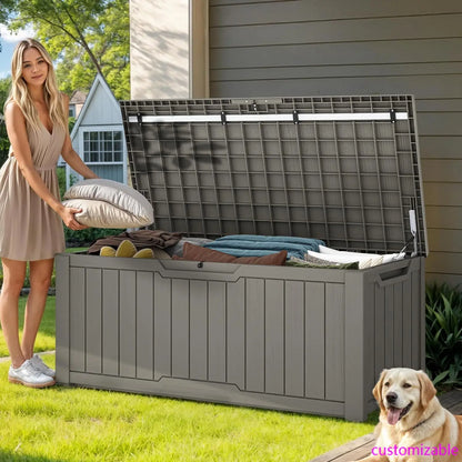 120-Gallon Deck Box, Waterproof Outdoor Storage Chest