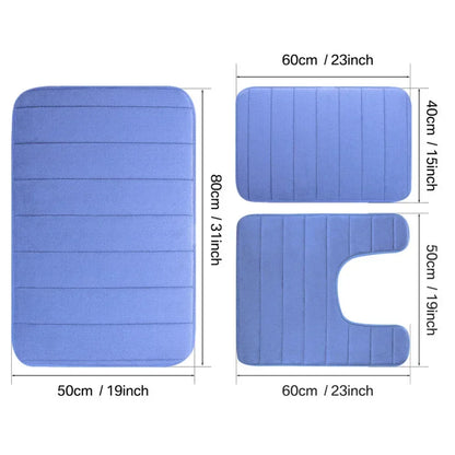 Memory Foam Bath Mat Set Super Absorption Non-Slip