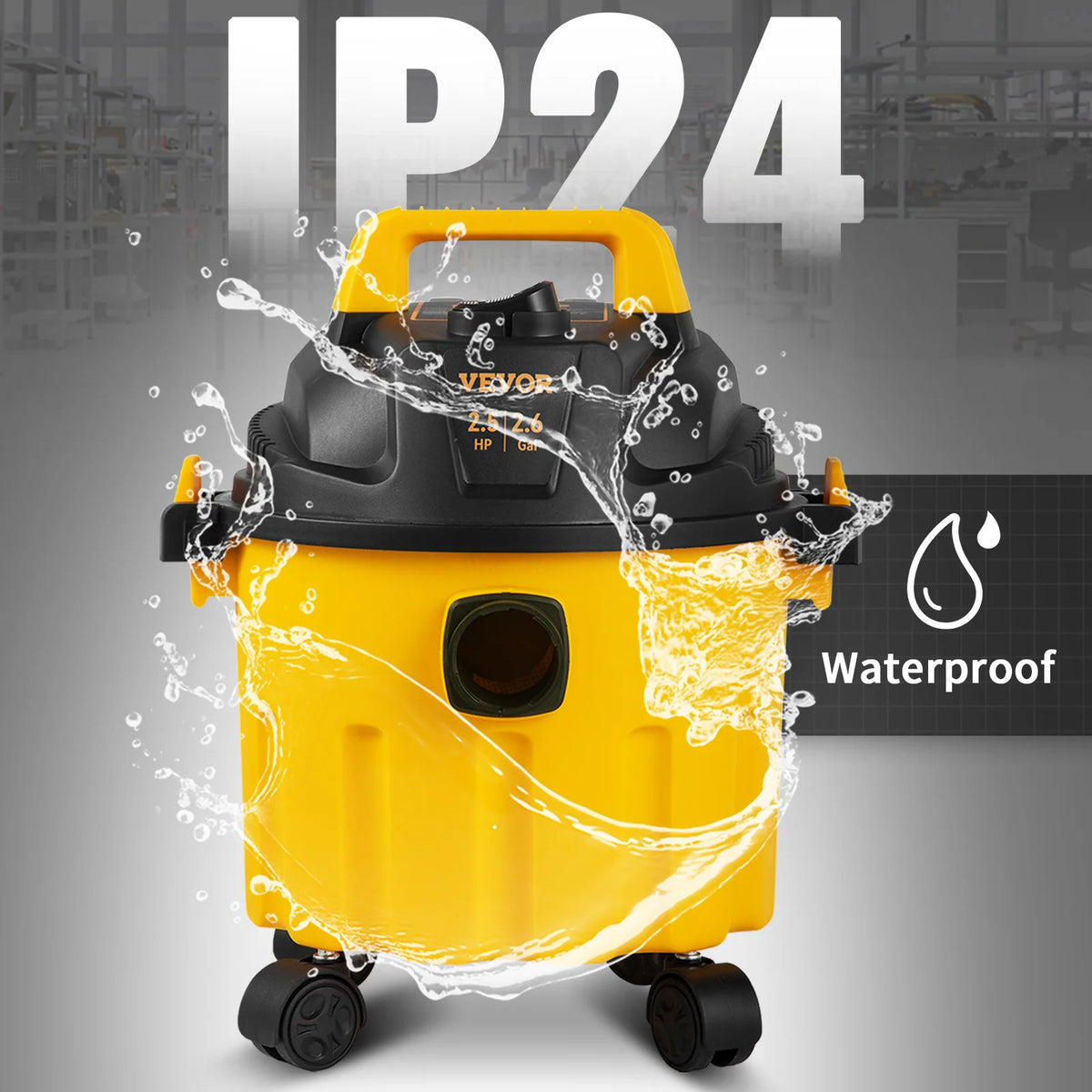 Wet Dry Vac 2.6 Gallon 2.5 Peak HP 3 in 1 Portable