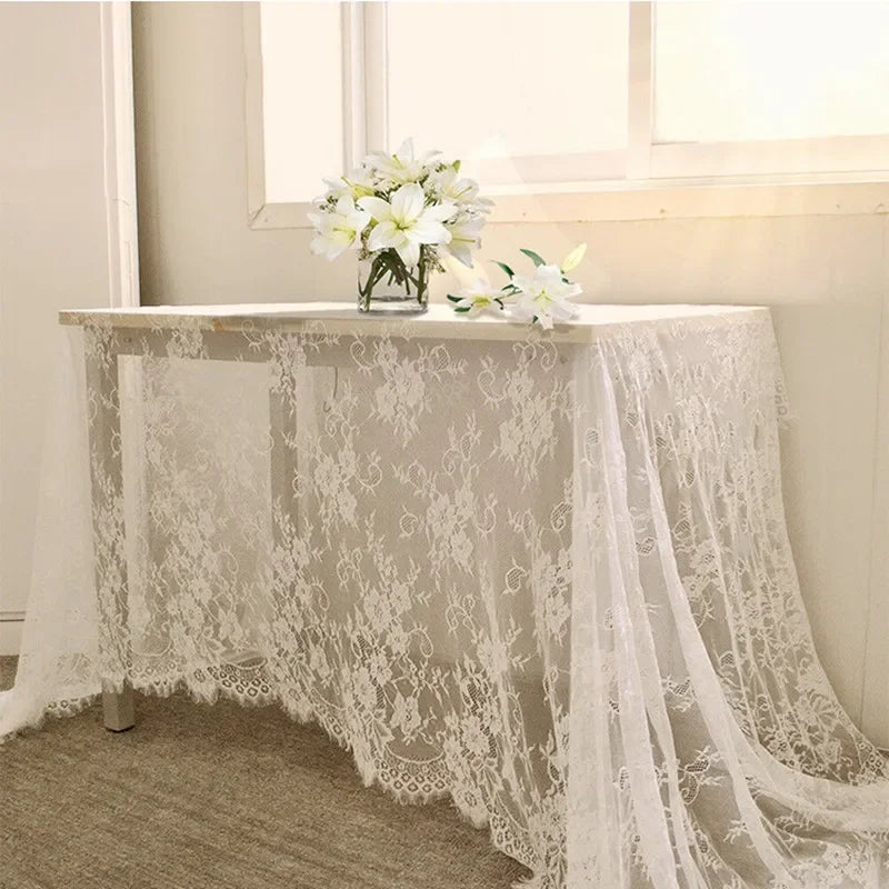 White Lace Tablecloth Vintage Embroidered