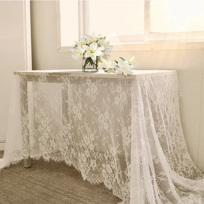 White Lace Tablecloth Vintage Embroidered