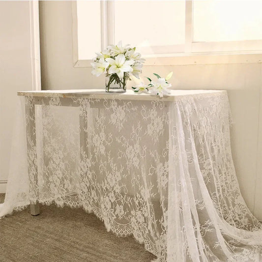 White Lace Tablecloth Vintage Embroidered