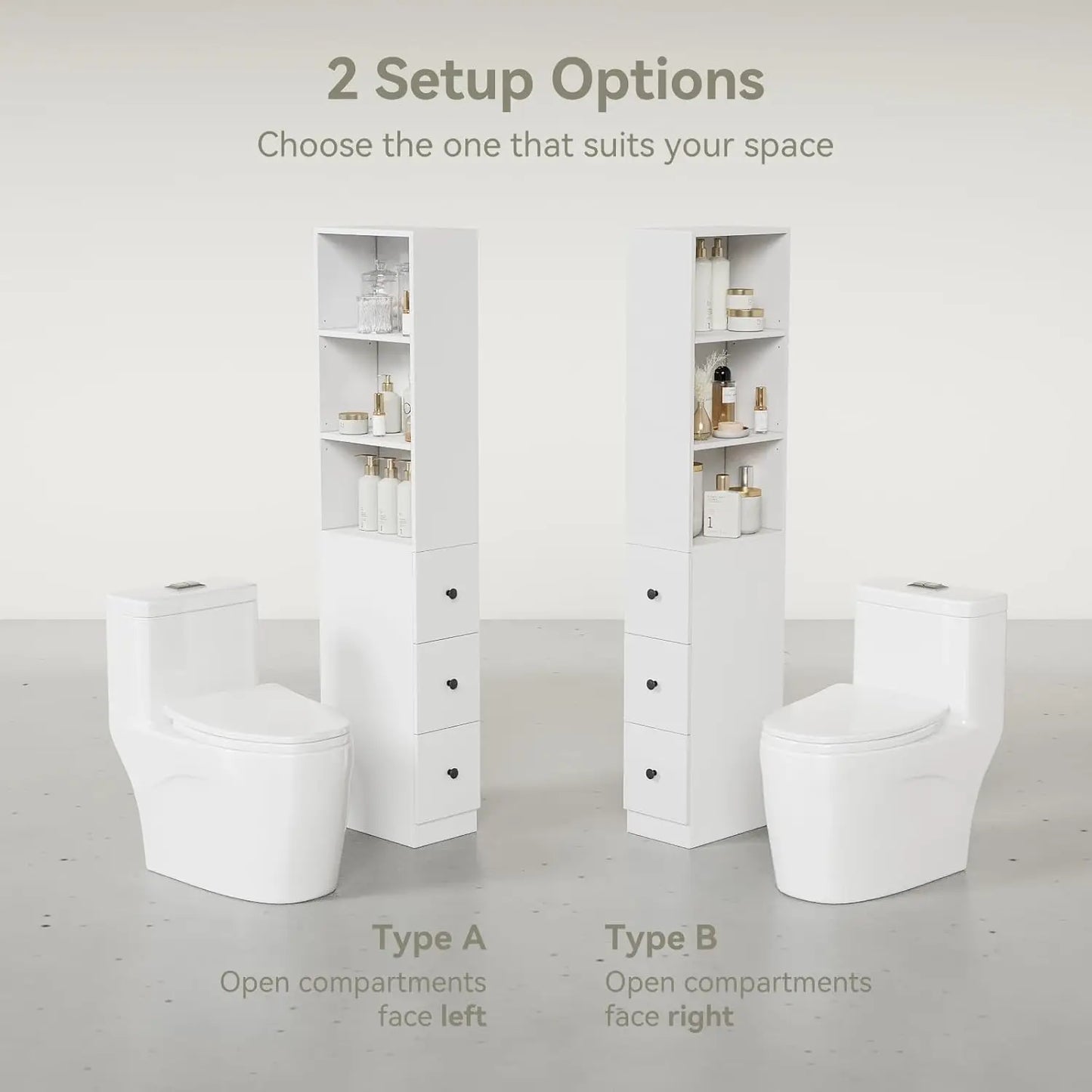 Storage Cabinet Tall Narrow Bathroom  Adjustable Shelves