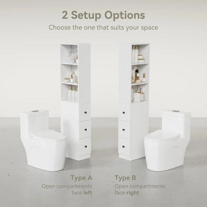 Storage Cabinet Tall Narrow Bathroom  Adjustable Shelves