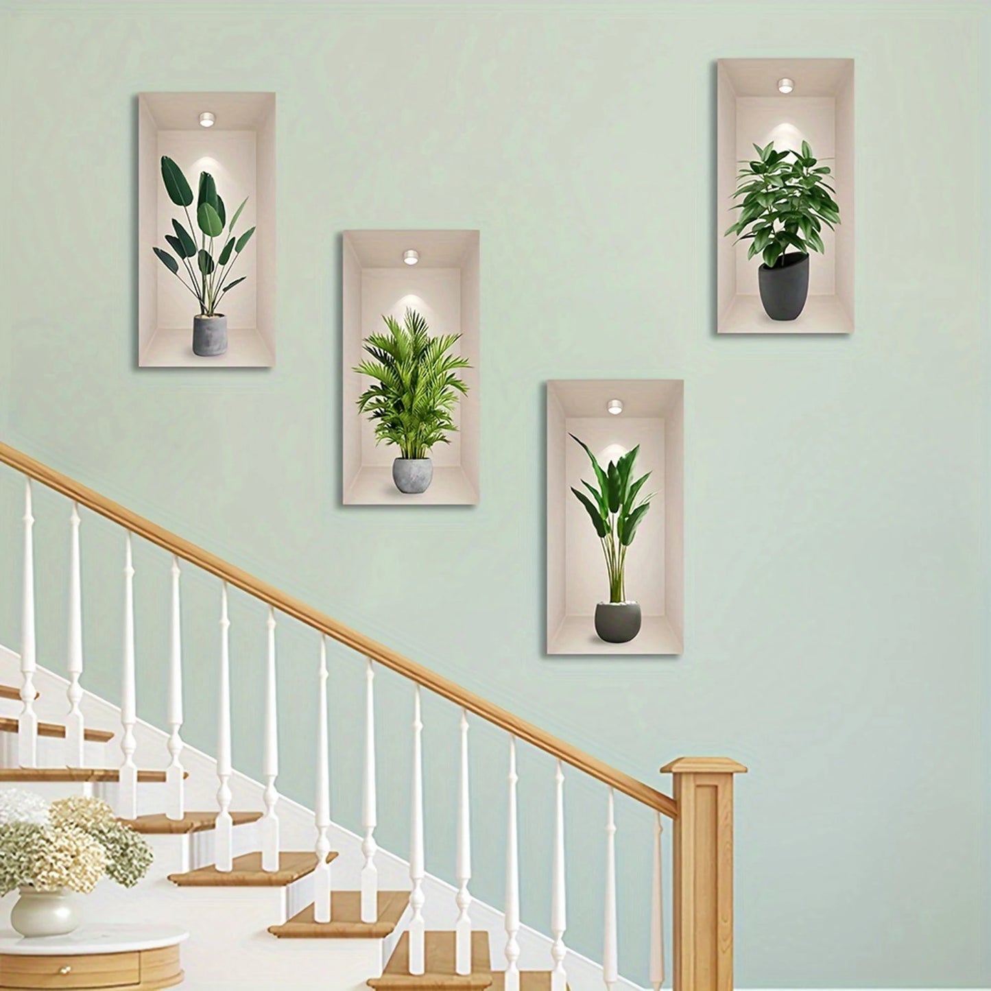 Tropical Jungle Theme Wall Decal Set with 3D Potted Plants
