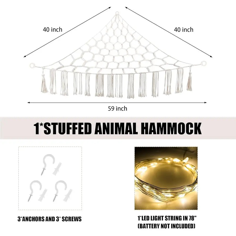 Stuffed Animal Hammock with LED Light, Storage