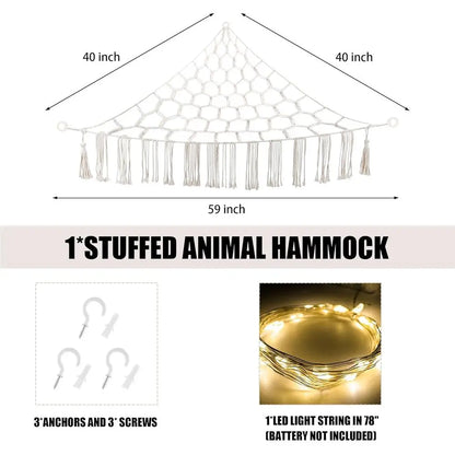 Stuffed Animal Hammock with LED Light, Storage