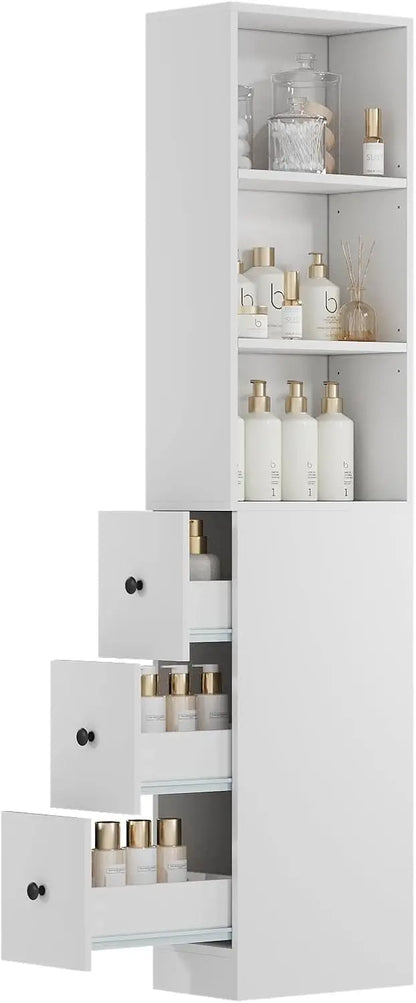 Storage Cabinet Tall Narrow Bathroom  Adjustable Shelves
