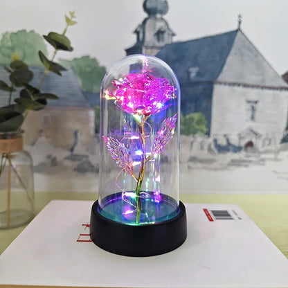 Artificial Glass Flower with Eternal Rose LED