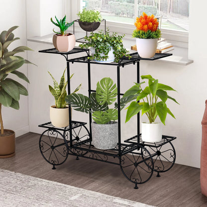 Garden Cart Stand Flower Pot Holder Display Rack
