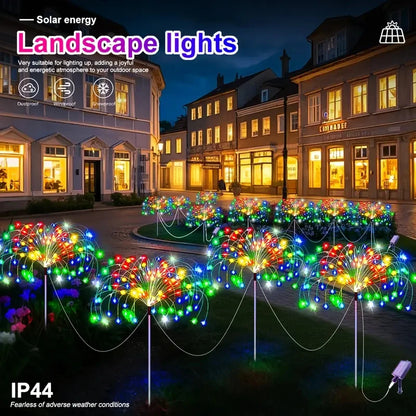 Solar LED Fireworks Lights 8 Lighting Modes Waterproof