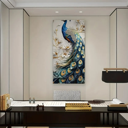 1.5 inch solid wood frame modern abstract peacock canvas
