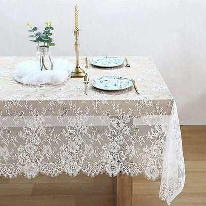 White Lace Tablecloth Vintage Embroidered