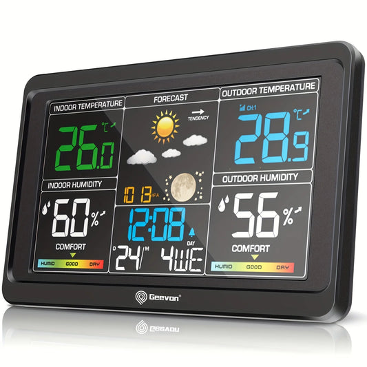 Weather Station Wireless Indoor Outdoor Thermometer, Color Display