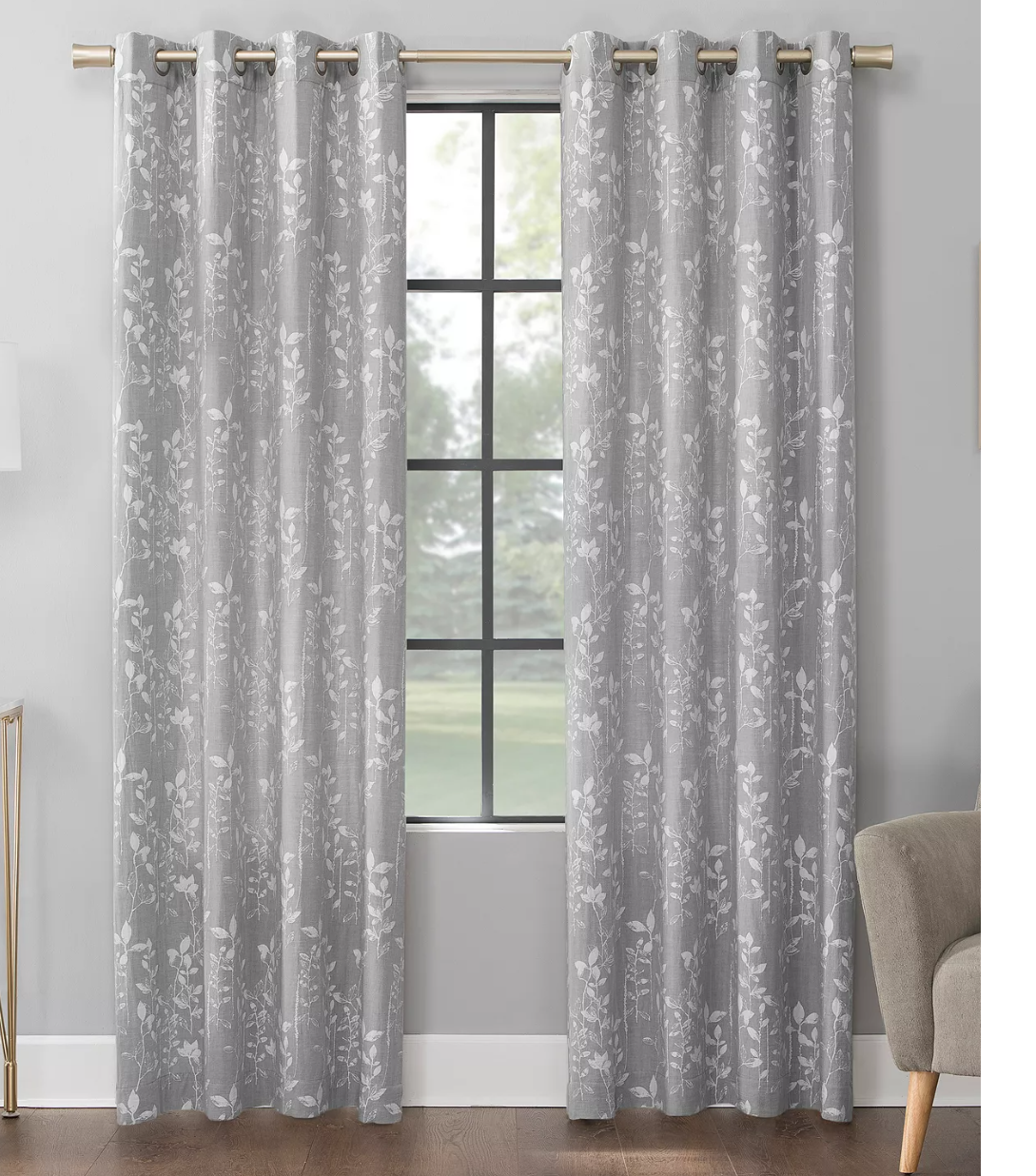Scott Living Lotus Botanical Semi-Sheer 52 X 96 Grommet Curtain Panel