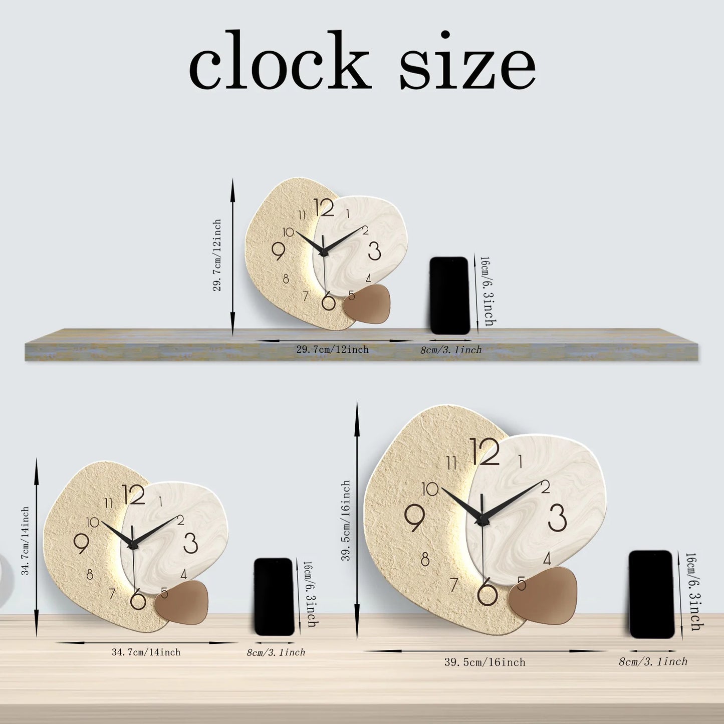 Modern Wall Clock, Silent Quartz , No Battery