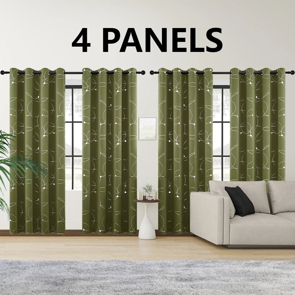 4PCS Blackout Curtains Grommet Thermal Insulated