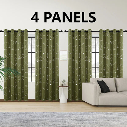 4PCS Blackout Curtains Grommet Thermal Insulated