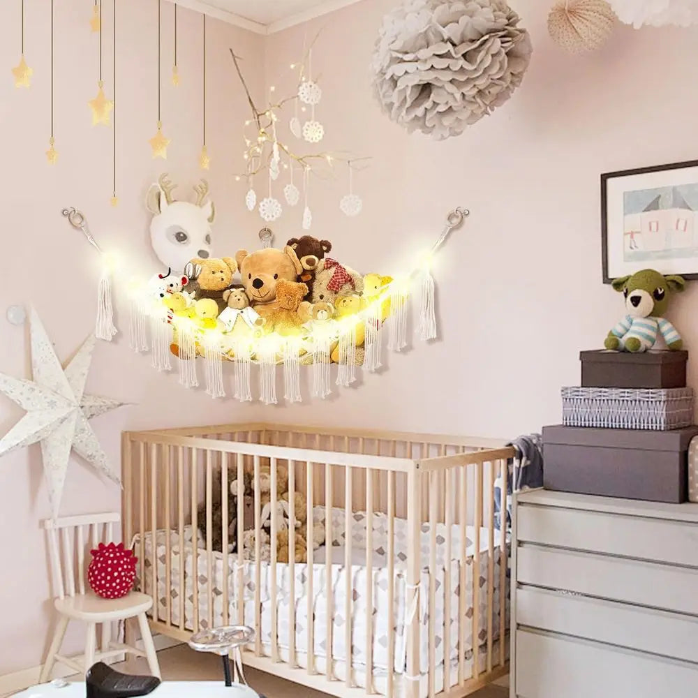 Stuffed Animal Hammock with LED Light, Storage