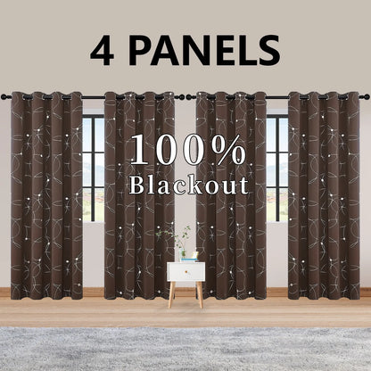 4PCS Blackout Curtains Grommet Thermal Insulated