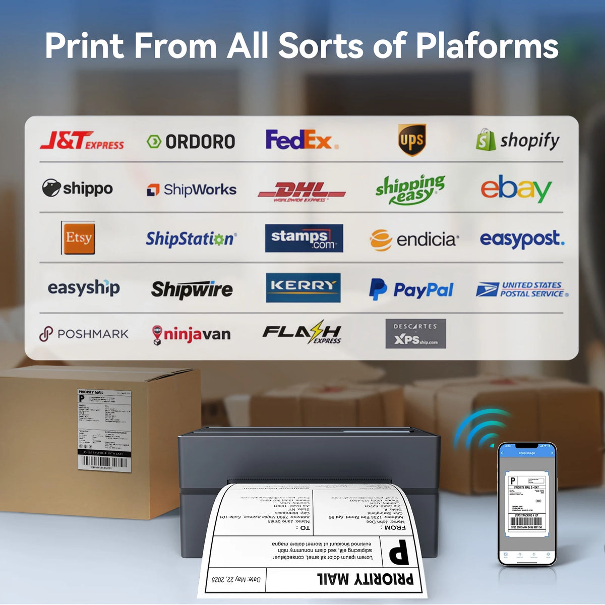 Thermal Label Printer Portable No Ink Required 203DPI 4x6