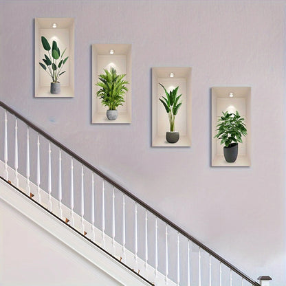 Tropical Jungle Theme Wall Decal Set with 3D Potted Plants