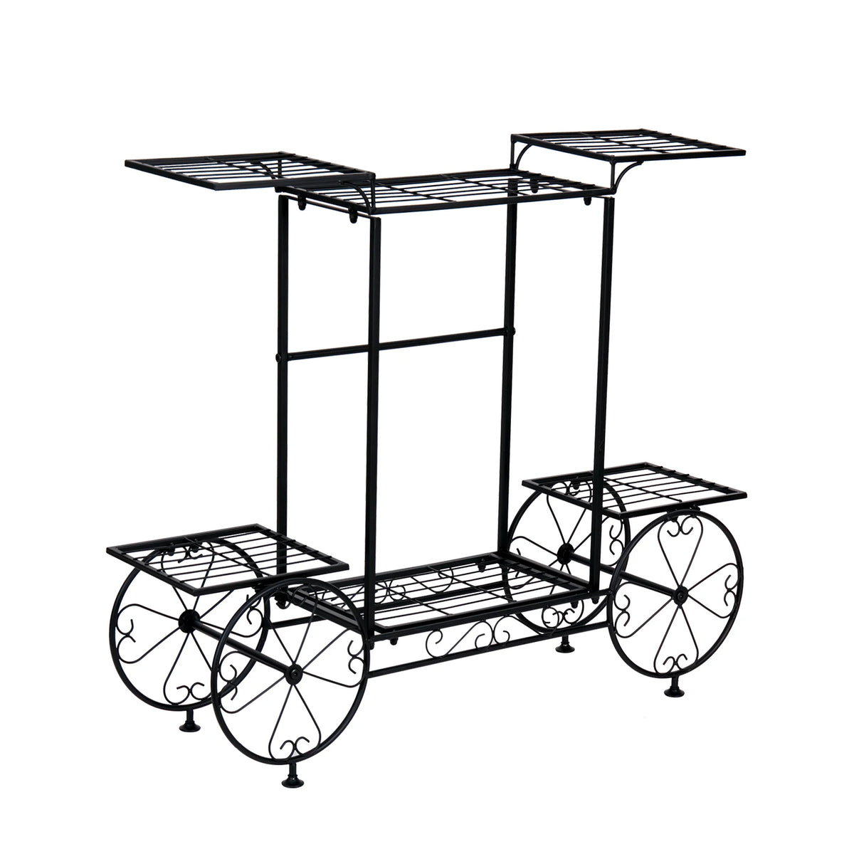 Garden Cart Stand Flower Pot Holder Display Rack
