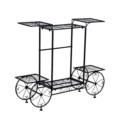 Garden Cart Stand Flower Pot Holder Display Rack