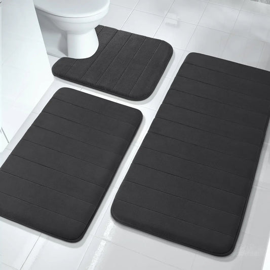 Memory Foam Bath Mat Set Super Absorption Non-Slip